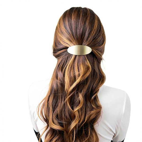 Gold Hair Barrette Vintage Metal Large Hair Clip-4