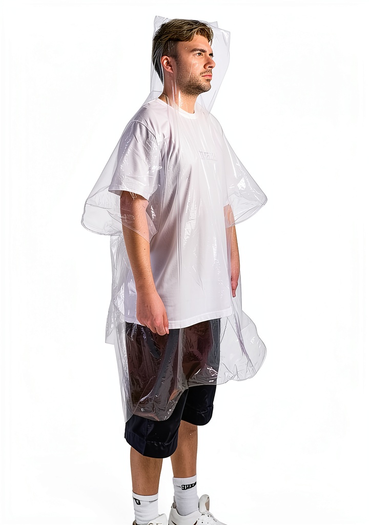 AdventureGear waterproof poncho being used on a hiking trail