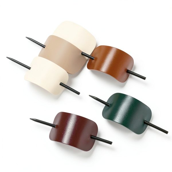WILLBOND Faux Leather Hair Barrette Oval 4‑Piece Elegant-4