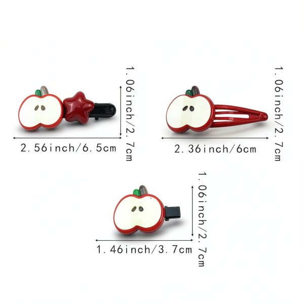 Apple Hair Clips Thinslimer Kawaii Design Set-1