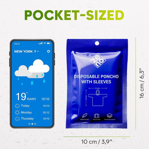 Cycling Rain Poncho ZENO PE Plastic Hooded Sleeve-2