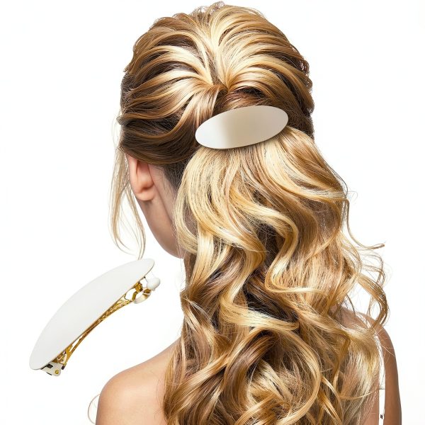 Gold Hair Barrette Vintage Metal Large Hair Clip-6