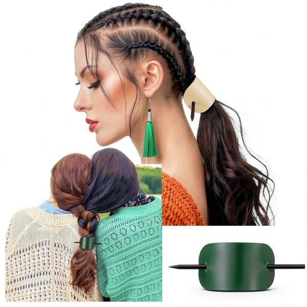 WILLBOND Faux Leather Hair Barrette Oval 4‑Piece Elegant-5