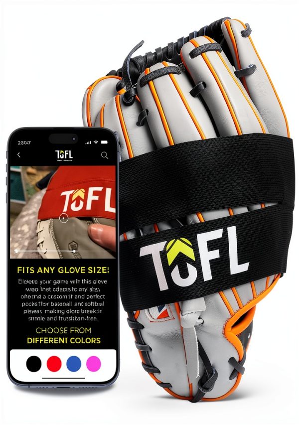 TOFL Baseball Softball Glove Wrap Black Elastic Strap X Large-0
