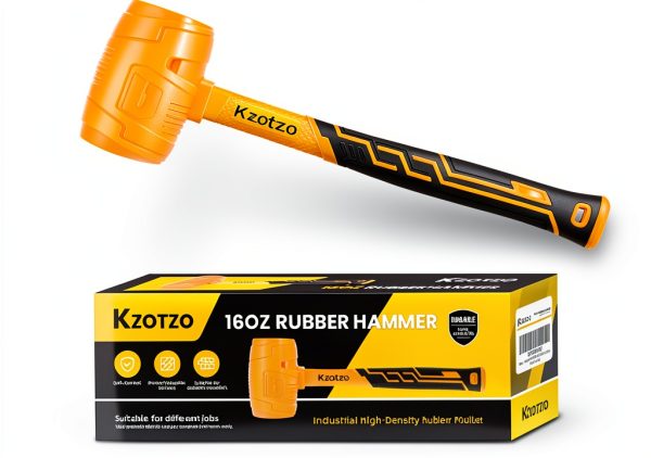 Rubber Mallet 16oz Kzotzo Fiberglass Handle Yellow Seamless Design-0
