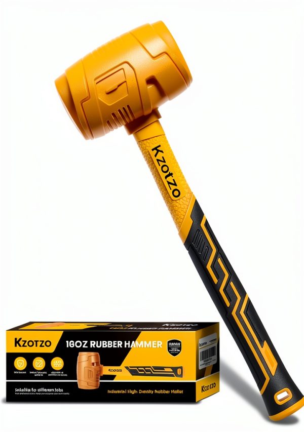 Rubber Mallet 16oz Kzotzo Fiberglass Handle Yellow Seamless Design-7