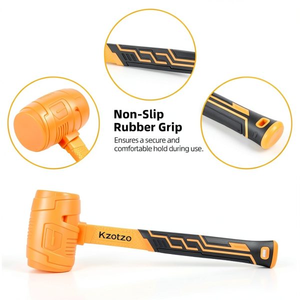 Rubber Mallet 16oz Kzotzo Fiberglass Handle Yellow Seamless Design-1