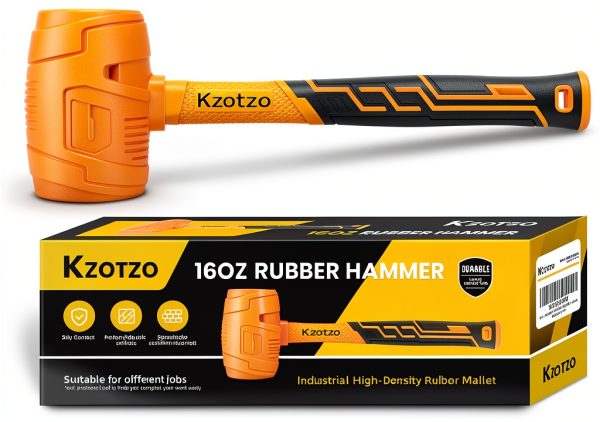 Rubber Mallet 16oz Kzotzo Fiberglass Handle Yellow Seamless Design-8