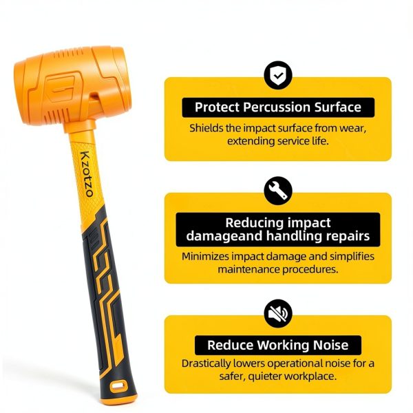 Rubber Mallet 16oz Kzotzo Fiberglass Handle Yellow Seamless Design-3