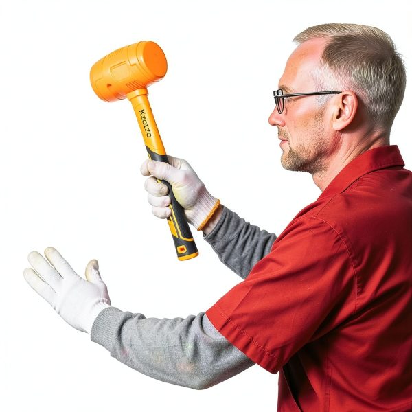 Rubber Mallet 16oz Kzotzo Fiberglass Handle Yellow Seamless Design-2