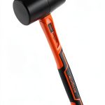 Rubber Mallet HORUSDY 16 Oz Fiberglass Handle Orange Shockproof-0