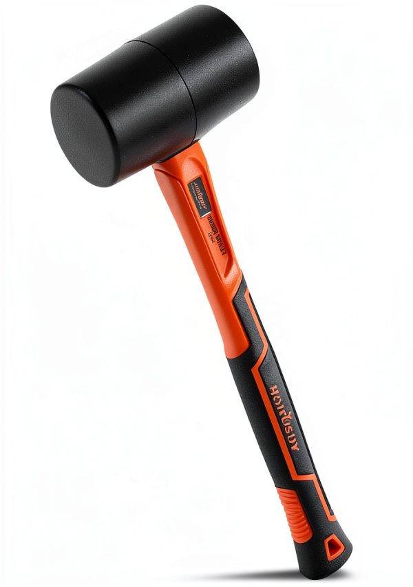 Rubber Mallet HORUSDY 16 Oz Fiberglass Handle Orange Shockproof-0