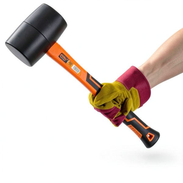 Rubber Mallet HORUSDY 16 Oz Fiberglass Handle Orange Shockproof-2