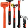 Hammer Set LOZAGU 5 Piece 2 LB Dead Blow and 16oz Claw Hammer Orange-0