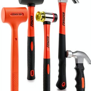 Hammer Set LOZAGU 5 Piece 2 LB Dead Blow and 16oz Claw Hammer Orange-0